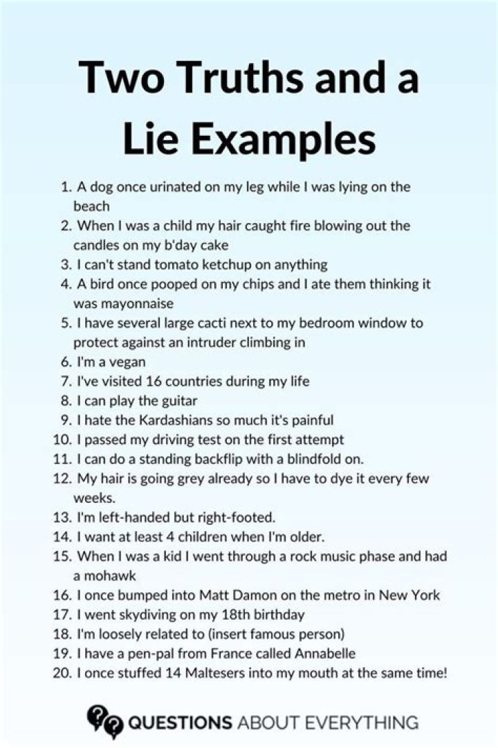 2 Truths And A Lie Examples For Work
