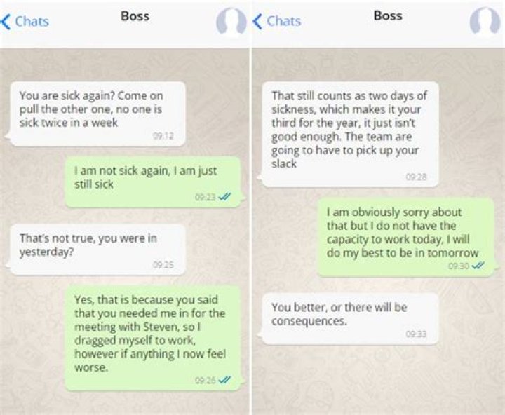 Text Boss Sick